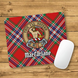 Alfombrilla De Ratón Clan MacFarlane Escudo sobre Red Tartán