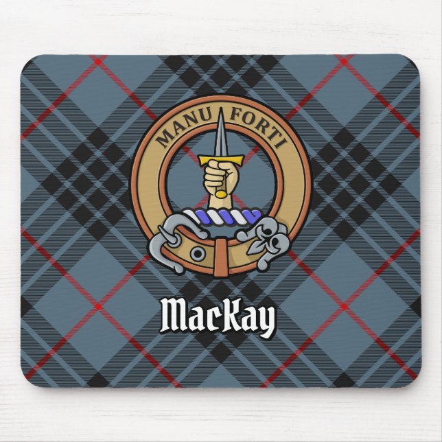 Alfombrilla De Ratón Clan MacKay Escudo sobre Blue Tartán (Frente)