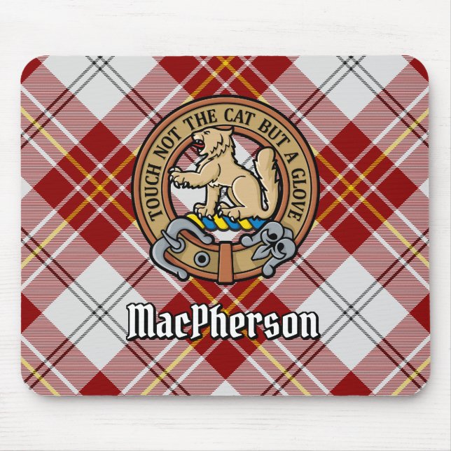 Alfombrilla De Ratón Clan MacPherson Escudo por Red Dress Tartán (Frente)