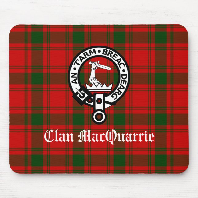 Alfombrilla De Ratón Clan MacQuarrie Tartan y Escudo (Frente)