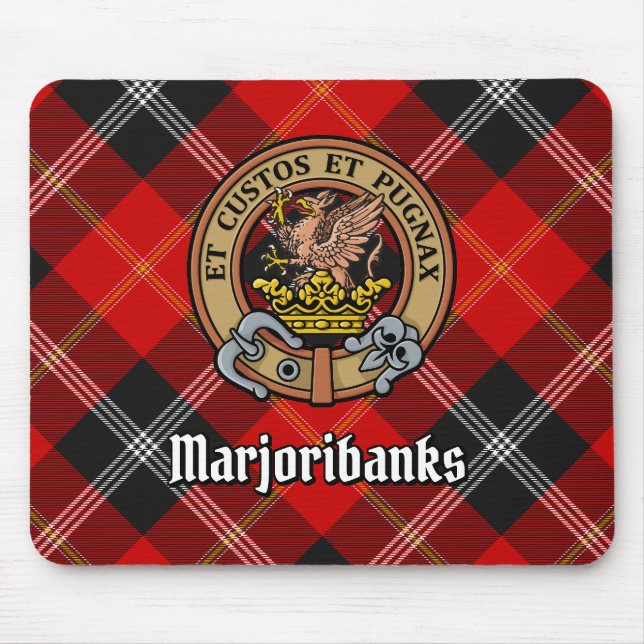 Alfombrilla De Ratón Clan Marjoribanks Escudo sobre Tartán (Frente)
