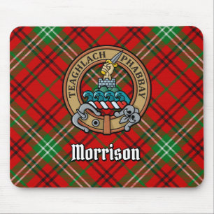 Alfombrilla De Ratón Clan Morrison Escudo sobre Tartán Rojo