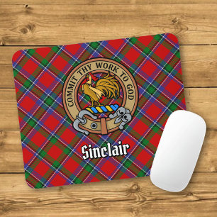 Alfombrilla De Ratón Clan Sinclair Escudo sobre Red Tartán
