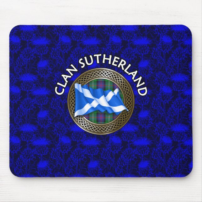 Alfombrilla De Ratón Clan Sutherland Tartan Knot & Flag (Frente)