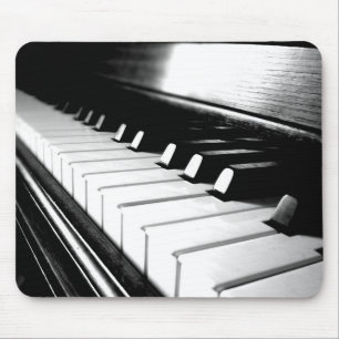 Alfombrilla De Ratón Clásica fotografía de piano blanco y negro