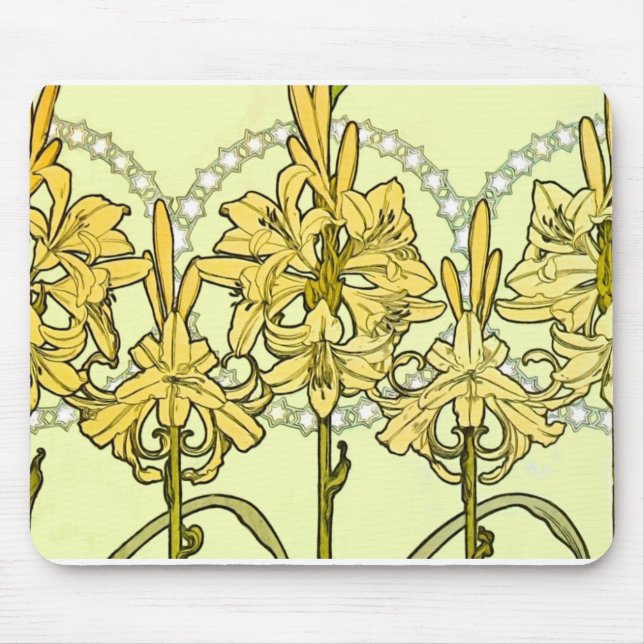 Alfombrilla De Ratón Clásico de patrón de lirio Art Nouveau (Frente)