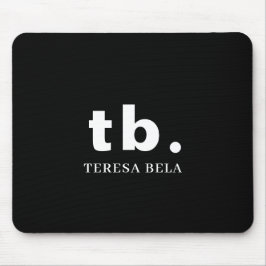 Alfombrilla De Ratón Clásico Monograma Elegante Minimalista Negro y Bla