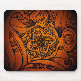 Alfombrilla De Ratón Clásico Naranja y Floral Negra Mandala Mousepad