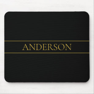 Alfombrilla De Ratón Classy Personalizable Gold Text & Lines