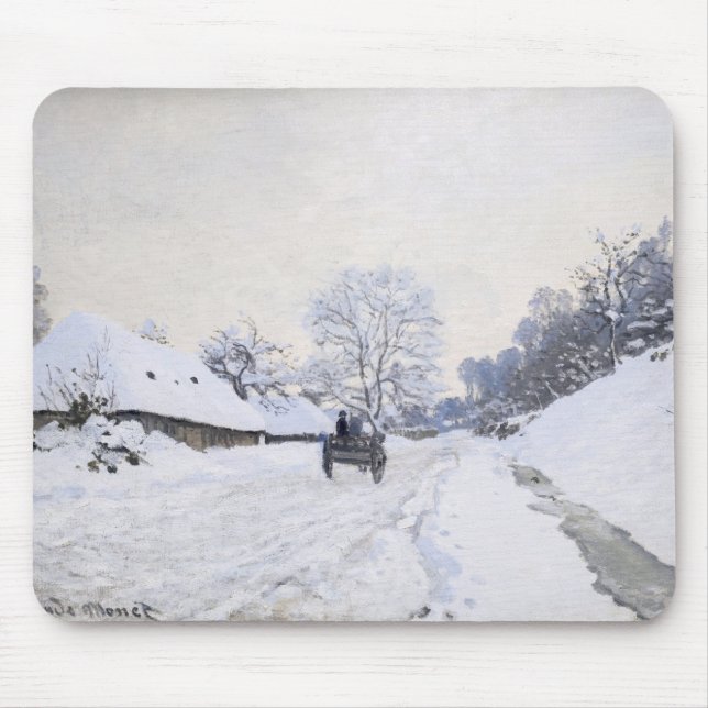 Alfombrilla De Ratón Claude Monet - Caricatura en el camino de nieve en (Frente)