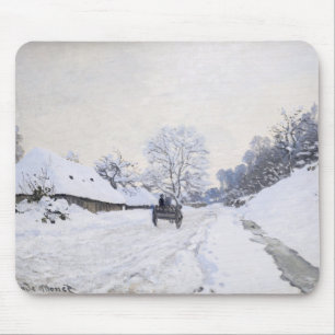 Alfombrilla De Ratón Claude Monet - Carro en el camino nevado en Honfle