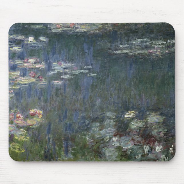 Alfombrilla De Ratón Claude Monet el | Waterlilies: Reflexiones verdes (Frente)