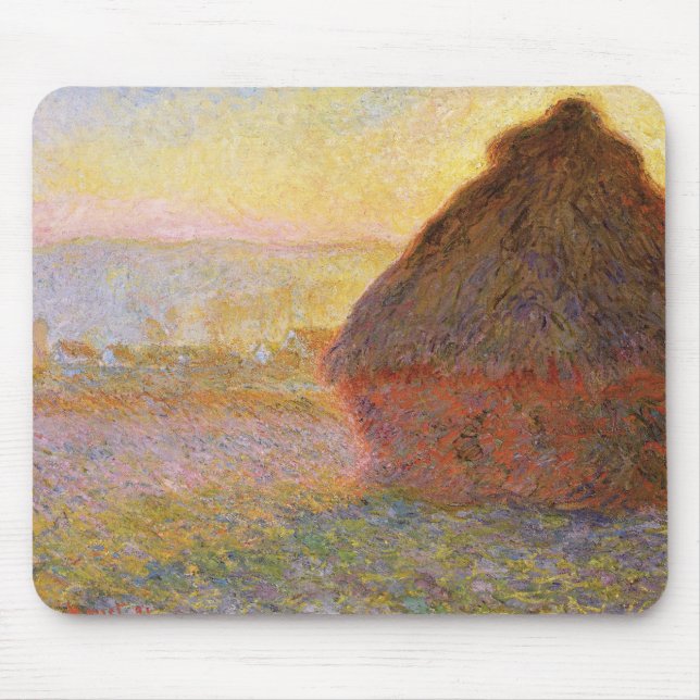 Alfombrilla De Ratón Claude Monet Impresionista pintura Graystaks I (Frente)