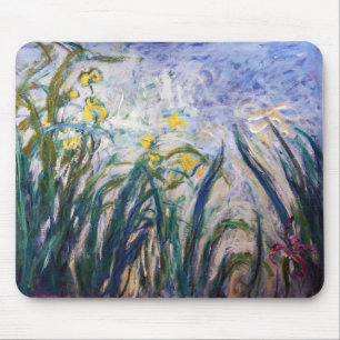 Alfombrilla De Ratón Claude Monet - Lirios amarillos y púrpuras