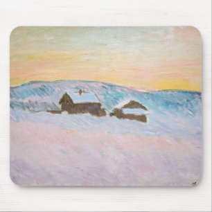 Alfombrilla De Ratón Claude Monet - Paisaje de Noruega, Casas Azules