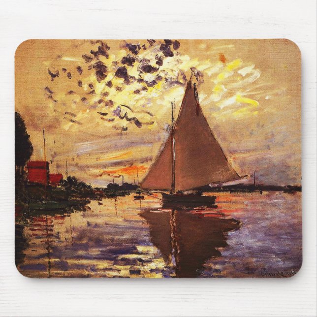 Alfombrilla De Ratón Claude Monet-Sailboat en Le Petit-Gennevilliers (Frente)