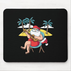 Alfombrilla De Ratón Claus hawaiano de Hawái Guitarra Navidad en J