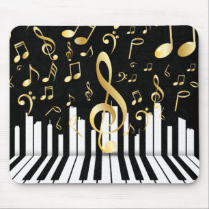 Alfombrilla De Ratón Claves de piano de Luxury Gold Music Note