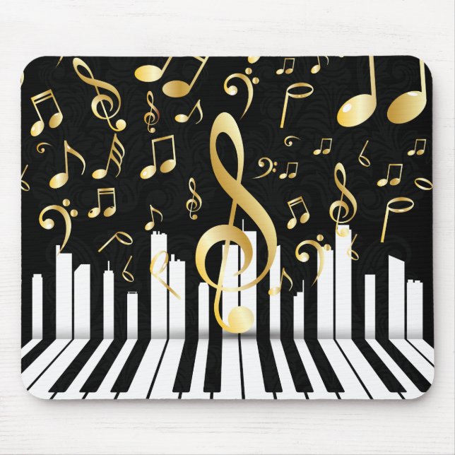 Alfombrilla De Ratón Claves de piano de Luxury Gold Music Note (Frente)