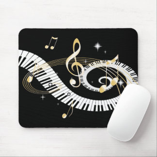Alfombrilla De Ratón Claves de piano y notas de oro de la música