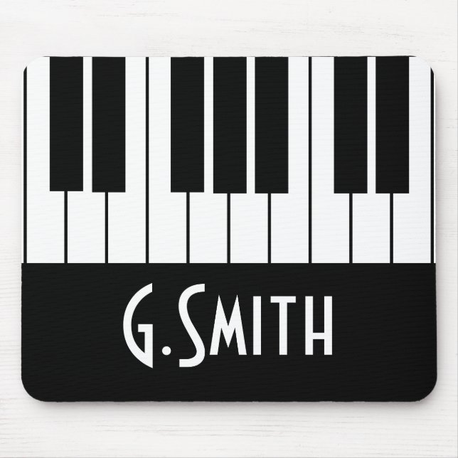 Alfombrilla De Ratón Claves musicales de piano| Agregar su nombre (Frente)