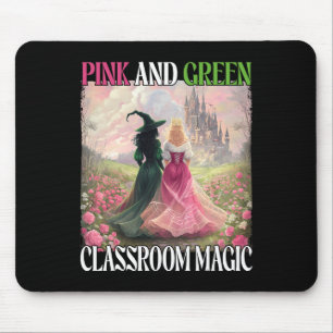 Alfombrilla De Ratón Clé Rosa Y Verde Magnífica Bruja Halloween Teache