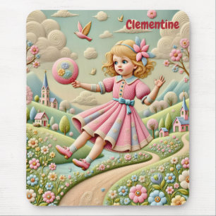 Alfombrilla De Ratón CLEMENTINE ~ Pastel Embroidery ~ Mousepad