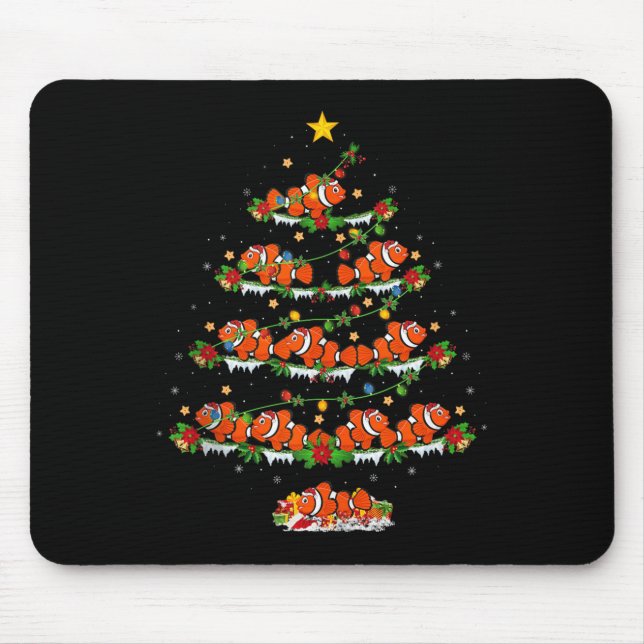 Alfombrilla De Ratón Clown Fish Christmas Tree Lights Funny Clown Fish  (Frente)