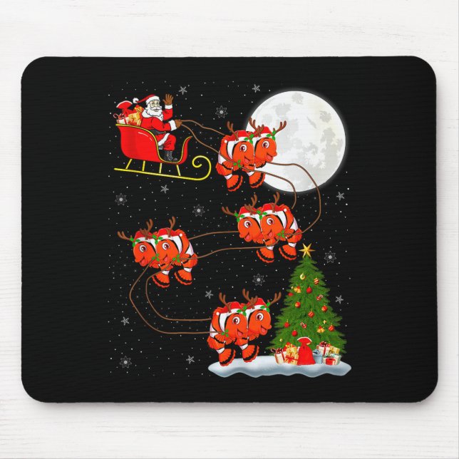 Alfombrilla De Ratón Clown Fish Santa Sleigh Flying Funny Magical Chris (Frente)