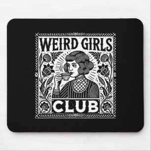 Alfombrilla De Ratón Club de Chicas Raras Linograbado Vintage Introvert