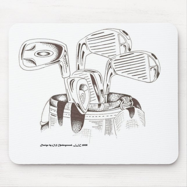 Alfombrilla De Ratón Clubs de golf en negro y el blanco - cojín de (Frente)