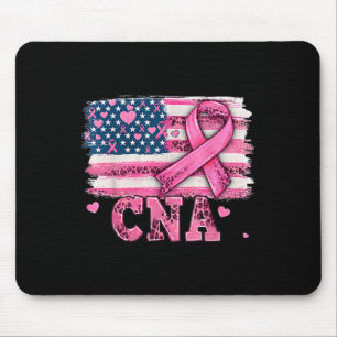 Alfombrilla De Ratón Cna Enfermera Bandera Americana Cinta Rosa Cáncer 