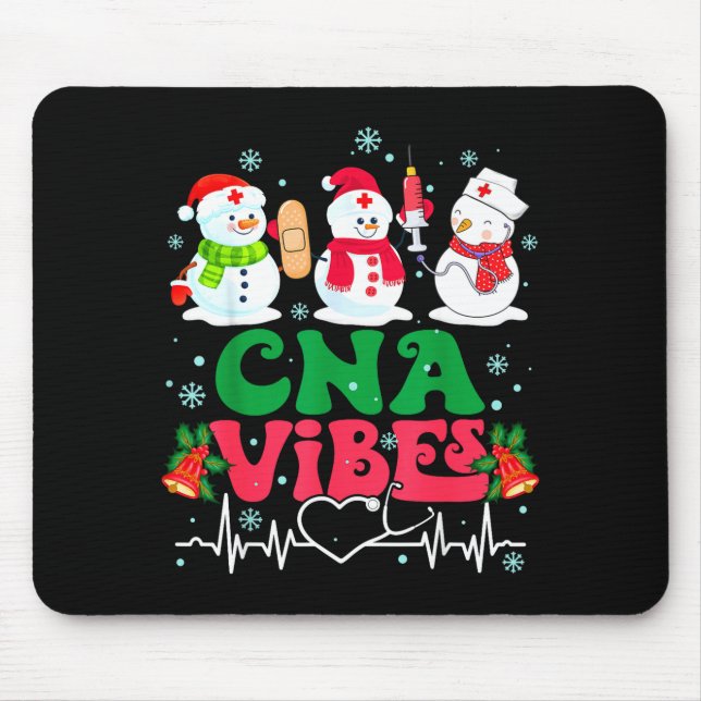 Alfombrilla De Ratón Cna Vibes Nurse Snowman Stethoscope Santa Funny Ch (Frente)