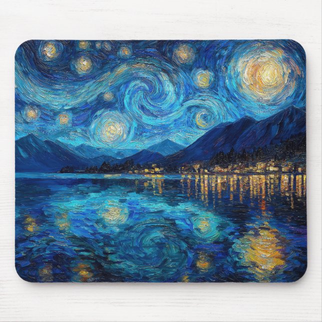 Alfombrilla De Ratón Coastal Night Sky Van Gogh Inspired (Frente)