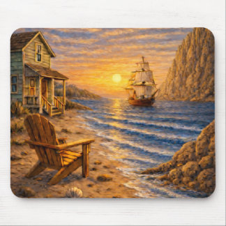 Alfombrilla De Ratón Coastal Sunset Sailing Mouse Pad