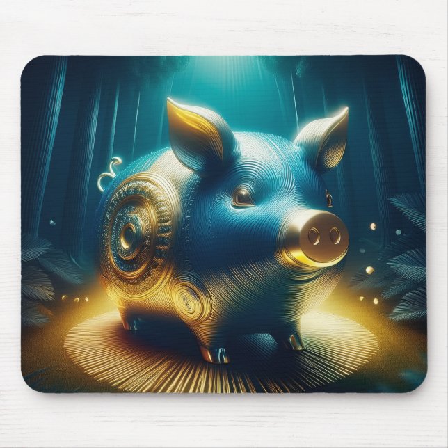 Alfombrilla De Ratón Cobalt Blue Steampunk Pig (Frente)