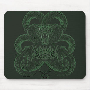 Alfombrilla De Ratón Cobra Art Déco Verde Serpiente Simétrica Ornamen