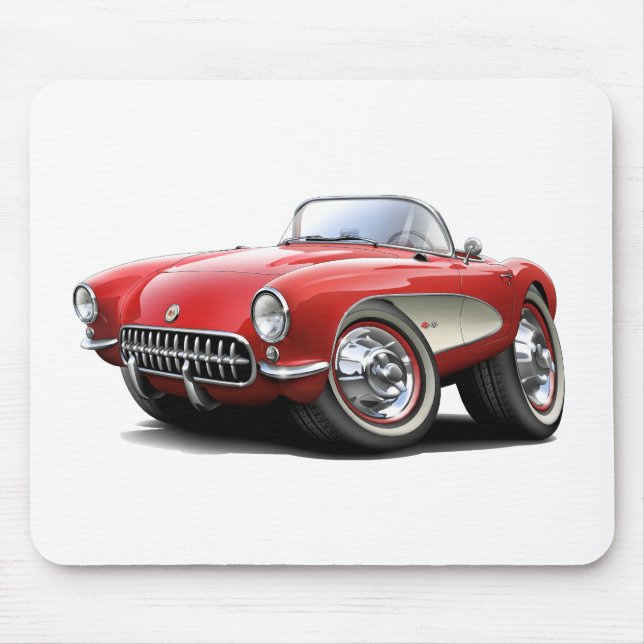 Alfombrilla De Ratón Coche 1956-57 del rojo del Corvette (Frente)