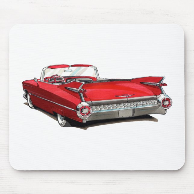 Alfombrilla De Ratón Coche 1959 del rojo de Cadillac (Frente)