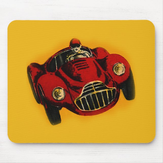 Alfombrilla De Ratón Coche de Carreras automática amarillo rojo antiguo (Frente)