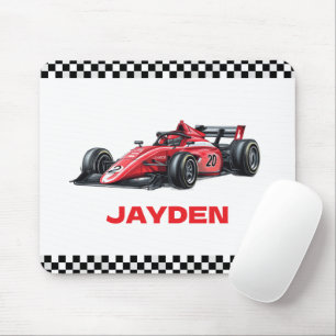 Alfombrilla De Ratón Coche de Carreras Rojo Personalizado para Niños