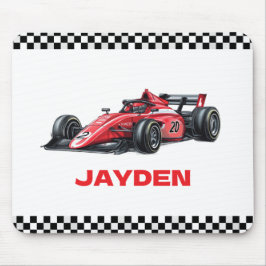 Alfombrilla De Ratón Coche de Carreras Rojo Personalizado para Niños 