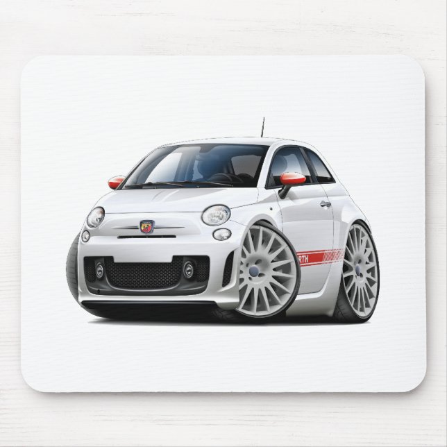 Alfombrilla De Ratón Coche del blanco de Fiat 500 Abarth (Frente)