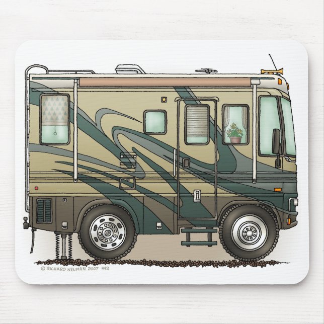 Alfombrilla De Ratón Coche grande Motorhome del campista contento lindo (Frente)