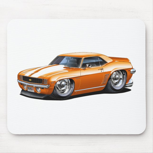 Alfombrilla De Ratón Coche Naranja-Blanco 1969 de Camaro (Frente)