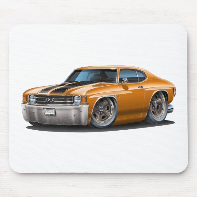Alfombrilla De Ratón Coche Naranja-Negro 1971-72 de Chevelle (Frente)