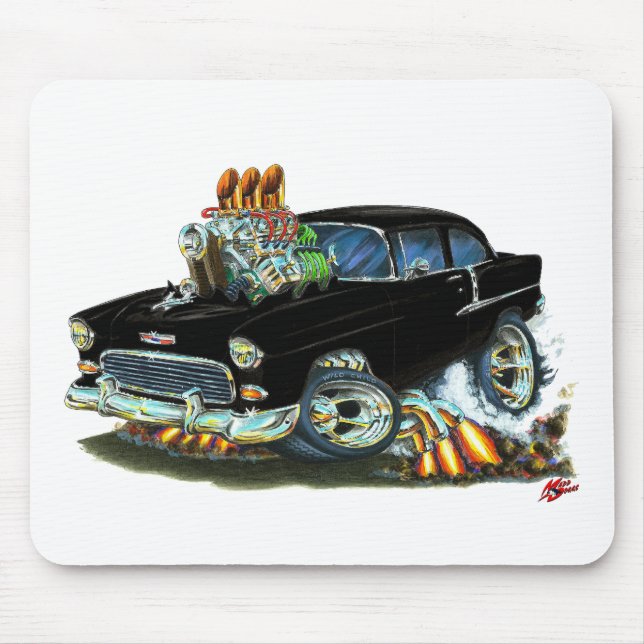 Alfombrilla De Ratón Coche negro 1955 Chevy150-210 (Frente)