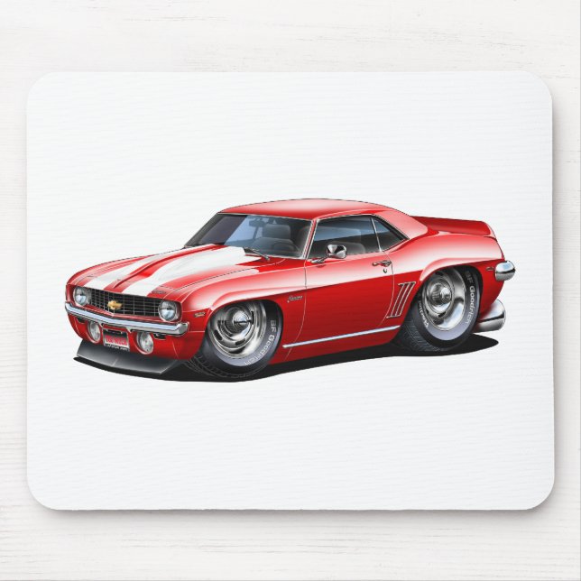 Alfombrilla De Ratón Coche Rojo-Blanco 1969 de Camaro SS (Frente)
