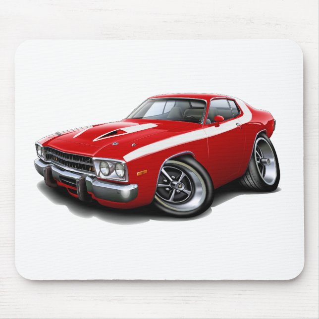 Alfombrilla De Ratón Coche Rojo-Blanco 1973-74 del Roadrunner (Frente)
