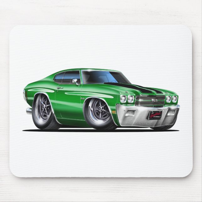 Alfombrilla De Ratón Coche Verde-Negro 1970 de Chevelle (Frente)